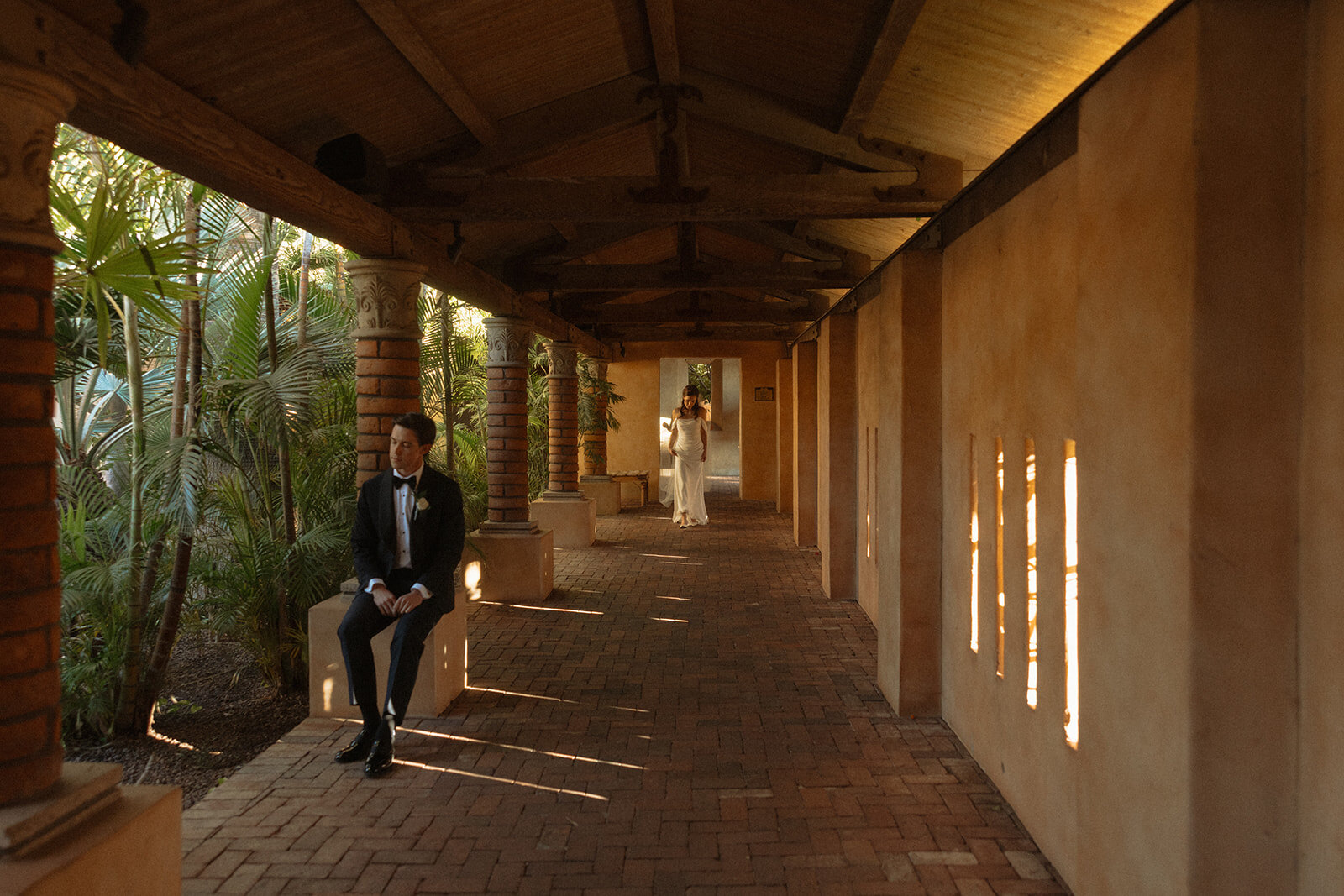 Megan and Andrew sharing a quiet moment at Royal Palms