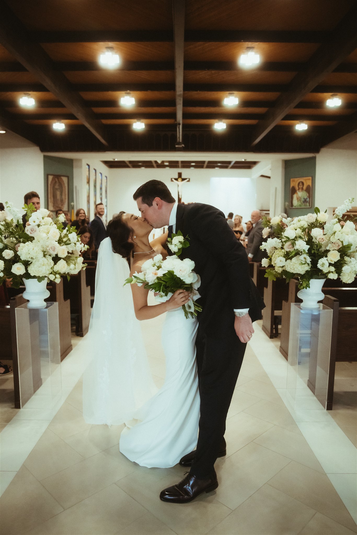 Bobbie and Jerrod at the altar during their wedding ceremony