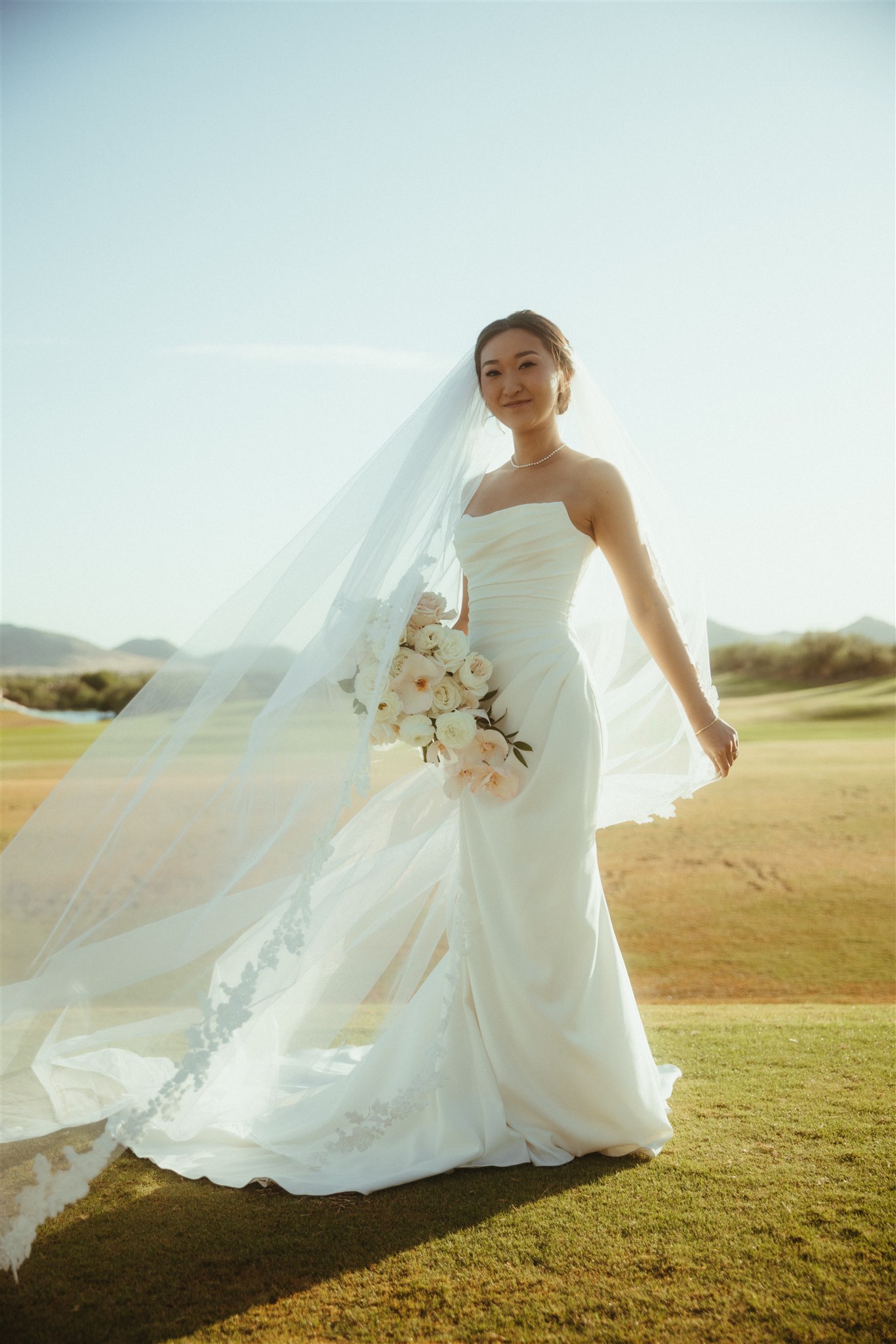 Newlywed portrait in the Arizona desert landscape