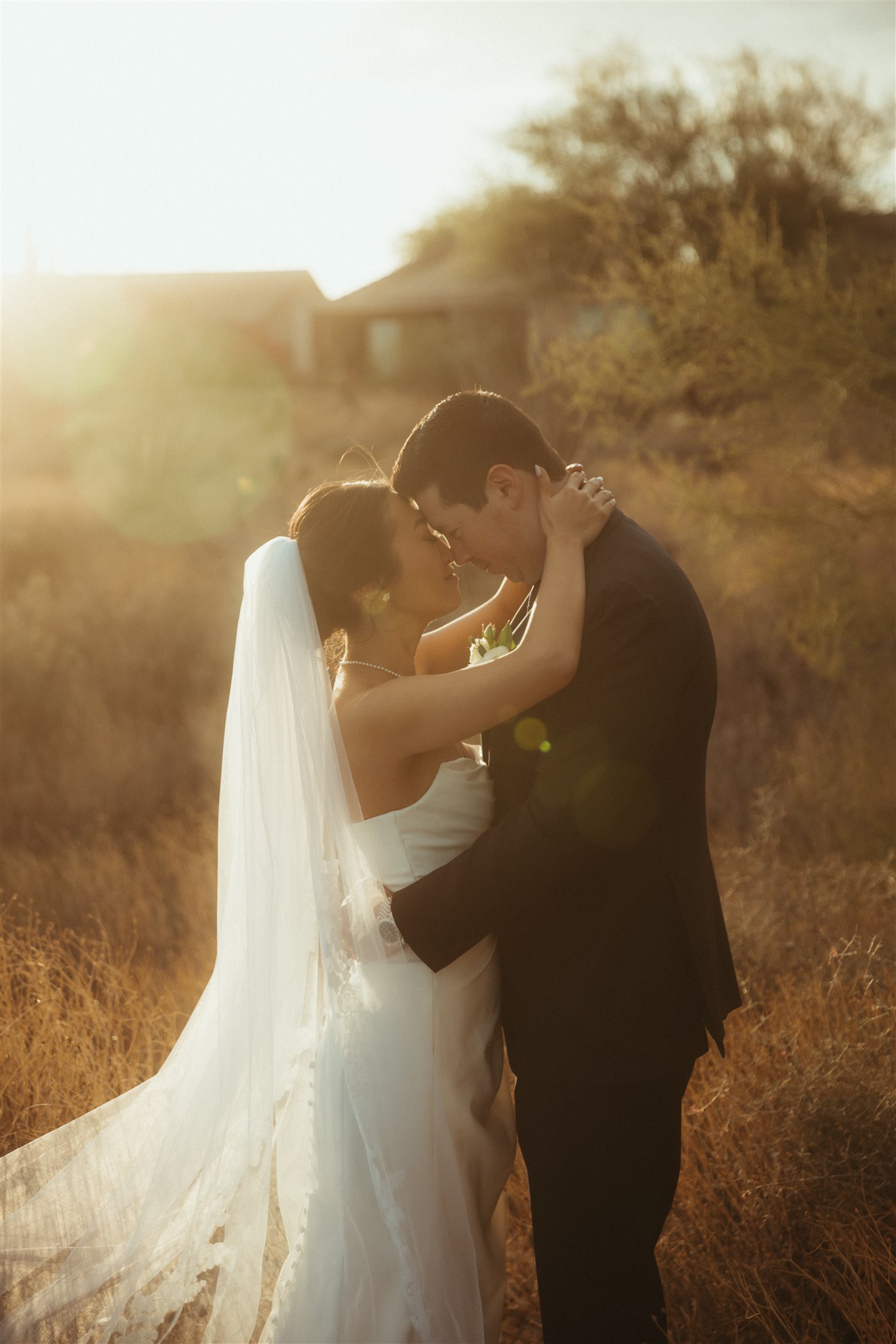 Sunset wedding portrait of Bobbie and Jerrod