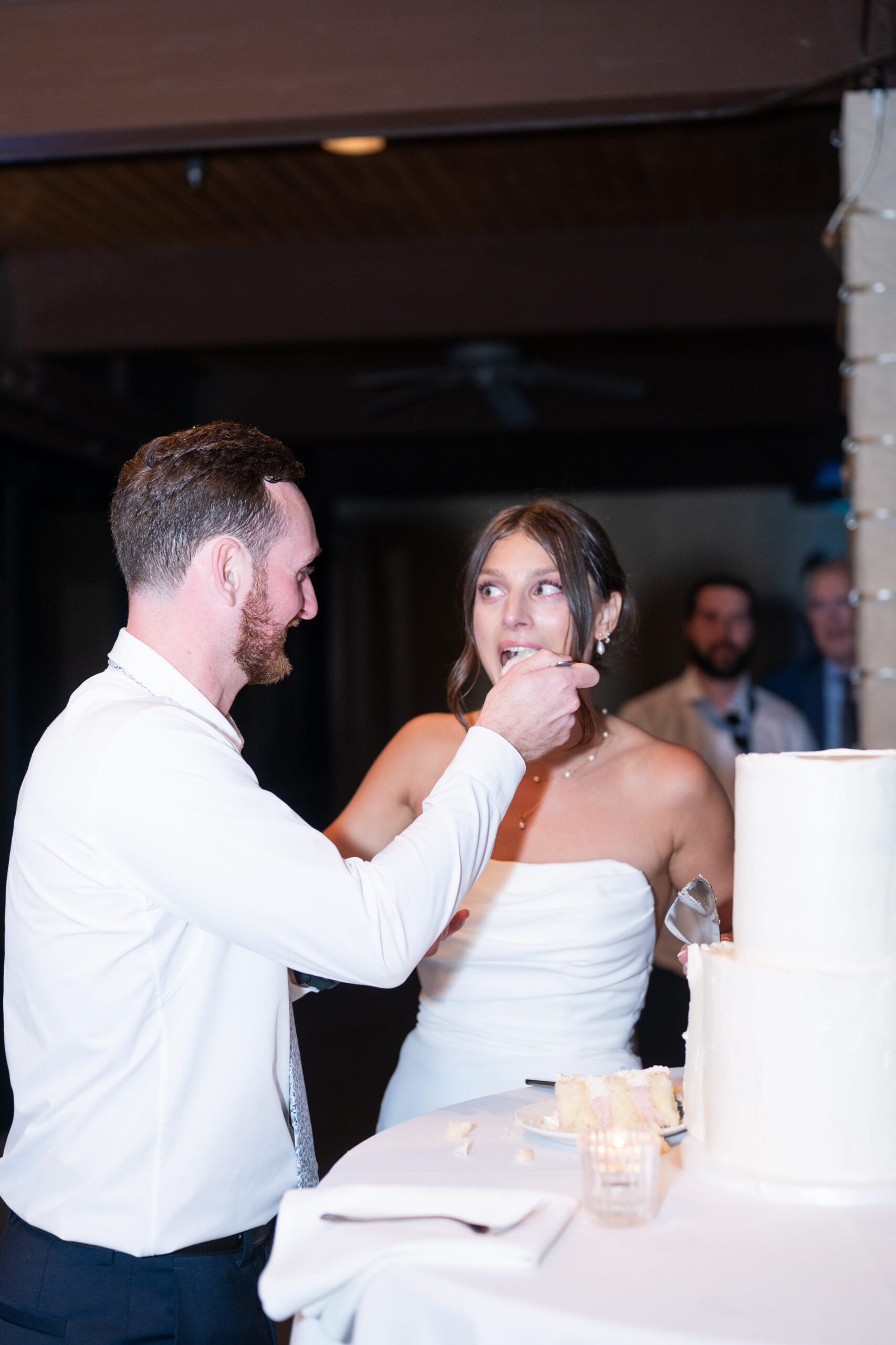 Guests celebrating on the dance floor at Lily and Ethan’s wedding
